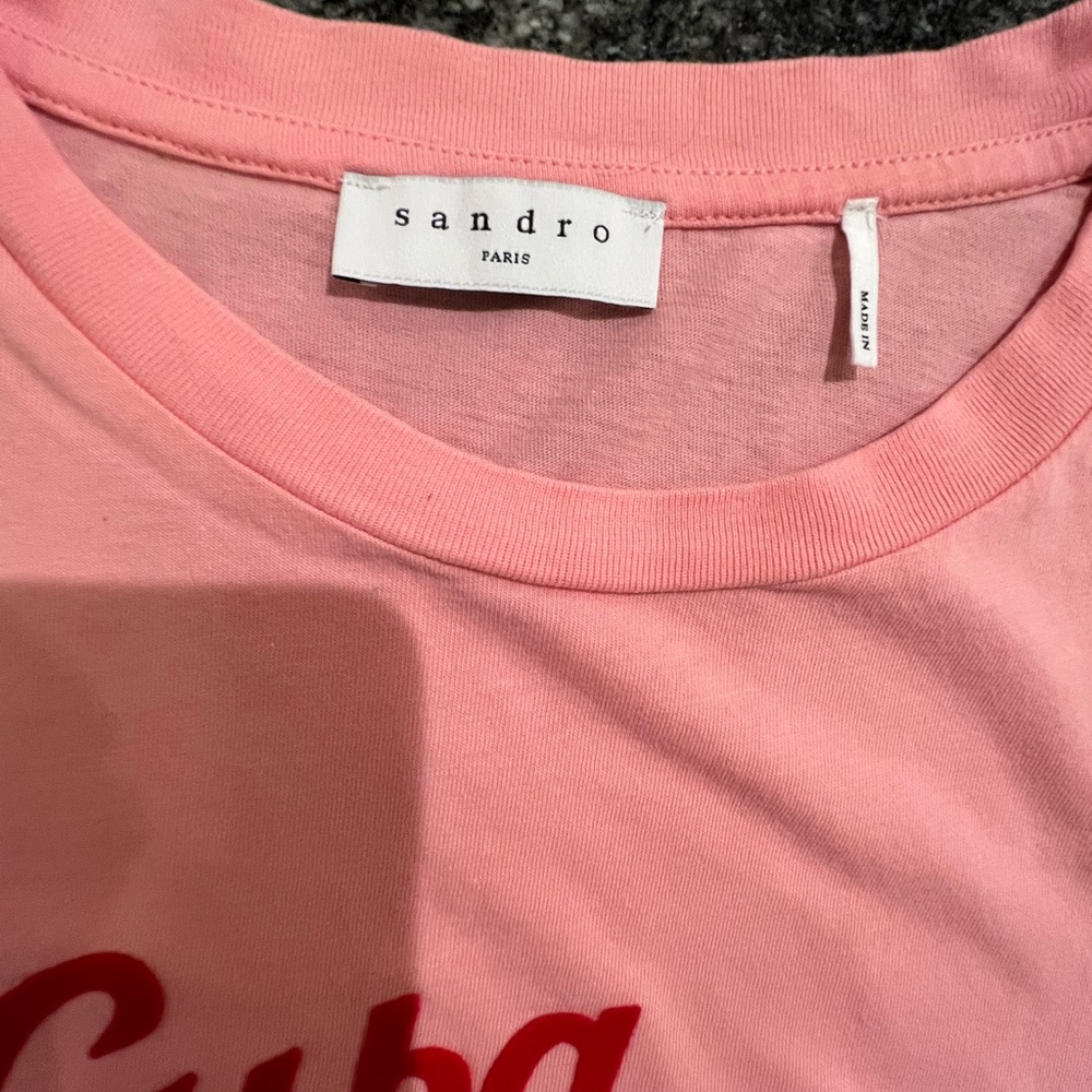 Sandro Pink Tee with Graphic Print